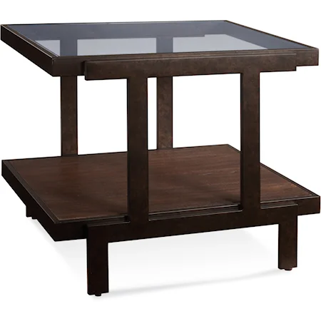 Rectangle End Table with Glass Top